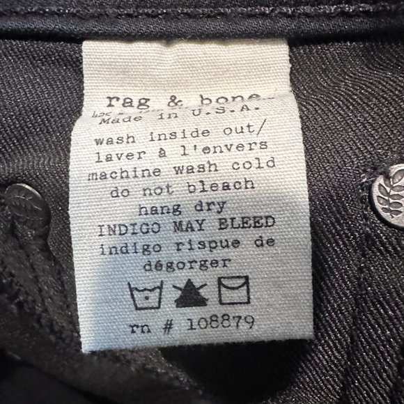 rag & bone Jeans Skinny Low Rise Ankle Boho Edgy Midnight Size 25 #W1527I382M - Picture 15 of 15